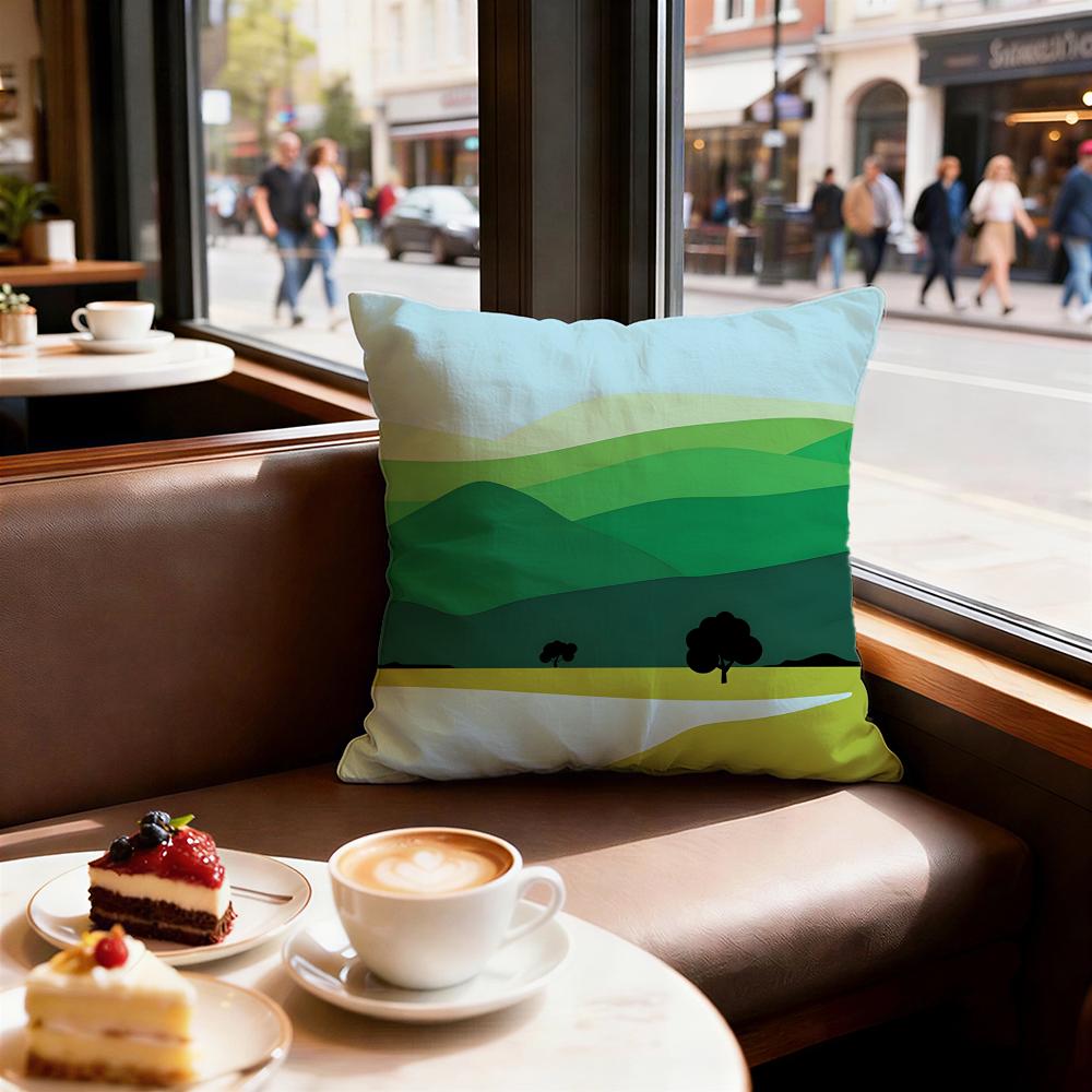 Landscape Cushion Cover Set of Decorative Short Plush Pillow Covers for Sofa Soft Cushion Case X Cm