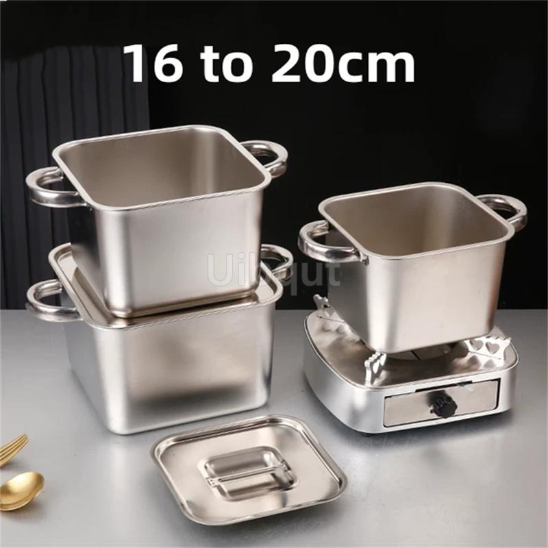 Deep square small hotpot shank pot spicy grade dedicated stainless steel alcohol stove China small hot pot marmite de cuisine