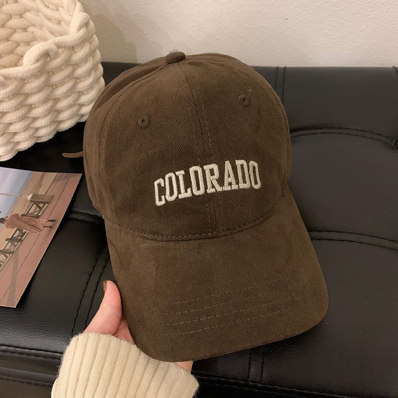 

Autumn and winter retro peaked cap women s soft top hat women s washed face small wide brim baseball cap average size (54-59cm)