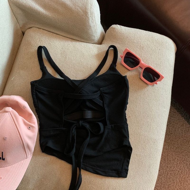 

Cross Beauty Back Shockproof Sports Yoga Vest Women Seamless Breathable Comfortable With Chest Pad Training Running Fitness Top Black Free size (40.00kg -62.50kg)