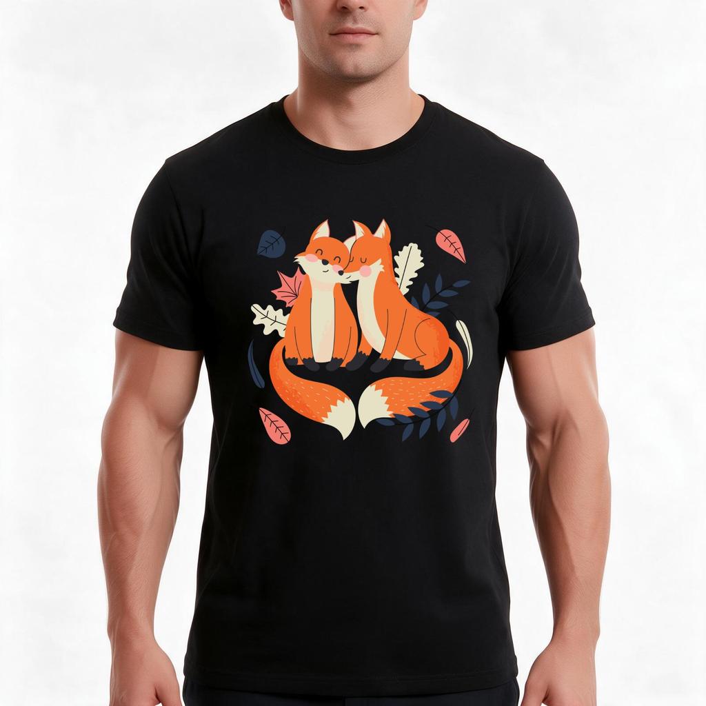 Love Foxes Tshirt Summer Casual Cotton Tee Oversized Streetwear Tops Vintage Graphic Print Loose Fit Short Sleeve