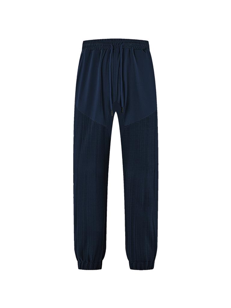 European and American men's clothing summer sports and leisure loose breathable solid color waffle men's tether trousers casual pants