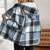 Women's Fashion Casual Loose-Fitting Long-Sleeved Plaid Print Hooded Jacket Baseball Jacket