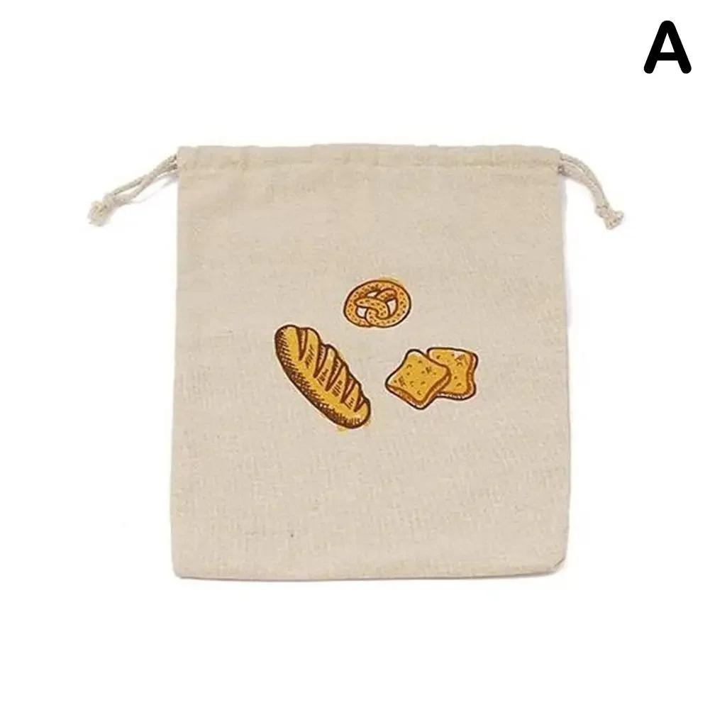 Reusable Drawstring Linen Bread Bags Large Washable Storage Food Accessories Home Unbleached Kitchen Organizer