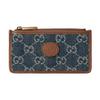 Portatarjetas con Cremallera de Mezclilla y Cuero con Monograma GG para Mujer Soportes para Tarjetas Azul Marrón 697717-2KQGT-8375