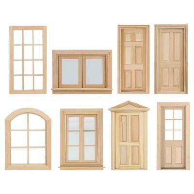 1:12 Maßstab Unbemalte Miniatur Holztür Fenster für benutzerdefinierte Puppenhäuser Design und Montage