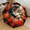 1pc Floral Cat Portrait Umbrella with Plastic Handle,Suitable for All Seasons Home Travel Outdoor UmbrellaDD201