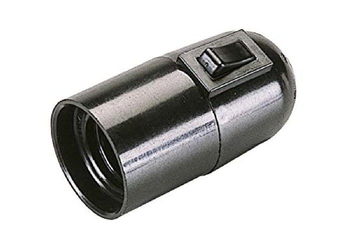 Douille de lampe E27 - POLY POOL - PP0495X - Thermoplastique - Interrupteur - Noir