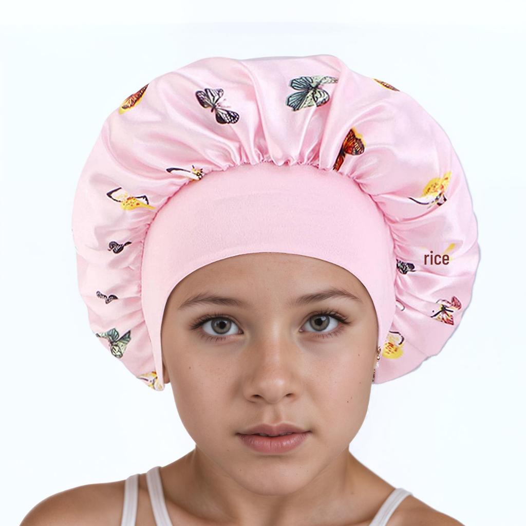 Children's Satin Sleep Cap - Soft Elastic Silk-like Hair Care Hat