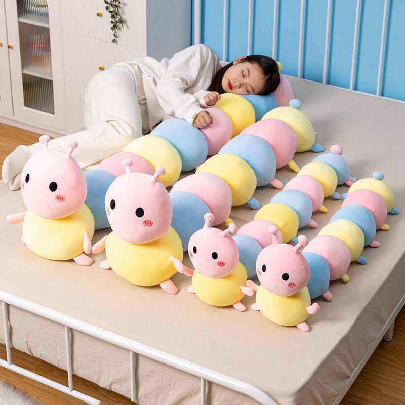 Cute Caterpillar Throw Pillow Plush Toy Girl Bed Sleeping Pinch Leg Long Pillow Doll Birthday Gift