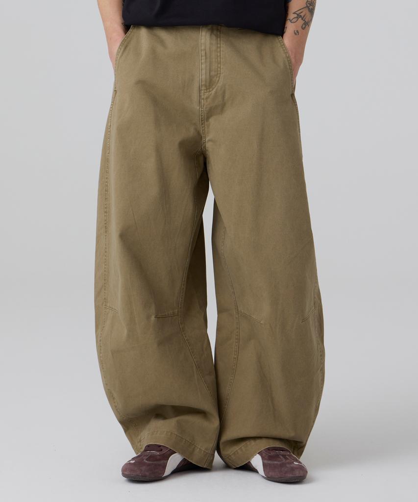 AOTT Curved Wide Cotton Pants Khaki Beige