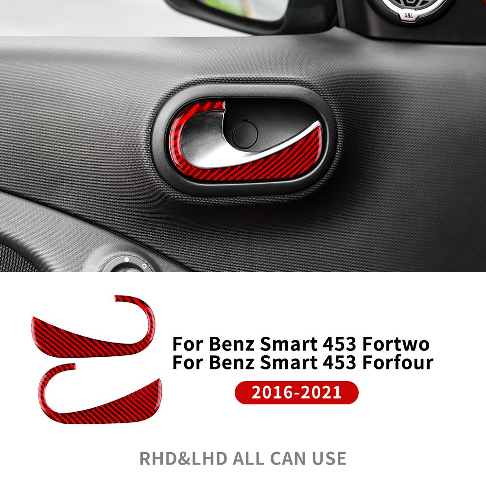 Real Soft Carbon Fiber Cover Trim Sticker For Mercedes Benz Smart 453 Fortwo Forfour 2016-2025 2025 2025 Car Door Inner Handle