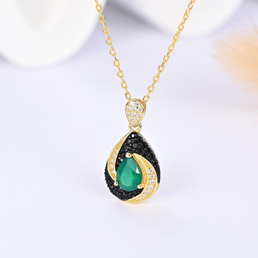 Luxury 925 Sterling Silver Pendant Necklace Natural Agate Pear 5*7mm Real Gemstones Vintage Fine Jewelry for Women's Party Gifts