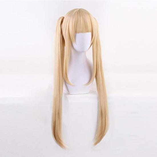 cosplay wig from in twin tails with perfect for parties and disguises 1 bonus item Heat-resistant "Second Castle" corn-colored buns, +