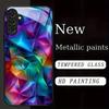 Fashionable black tempered glass phone case suitable for Samsung Galaxy 26 S25 S24 S23 S22 S20FE/Ultra/Plus anti drop back cover