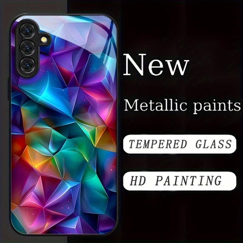Fashionable black tempered glass phone case suitable for Samsung Galaxy 26 S25 S24 S23 S22 S20FE/Ultra/Plus anti drop back cover