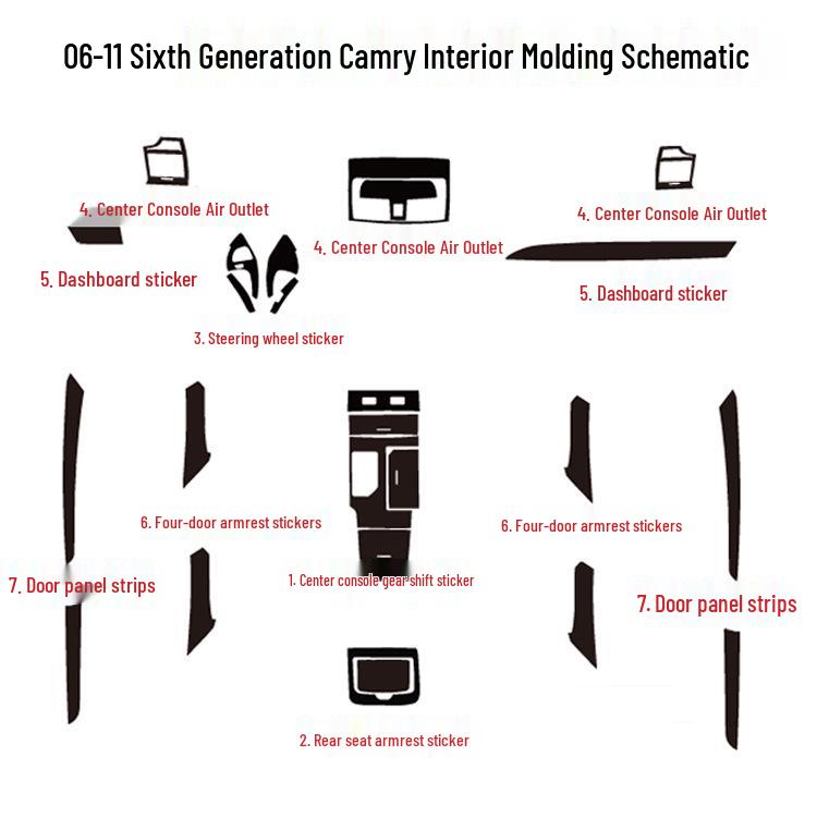 06-11 6. Gen Camry Kohlefaser Innenraum Schaltknauf Aufkleber
