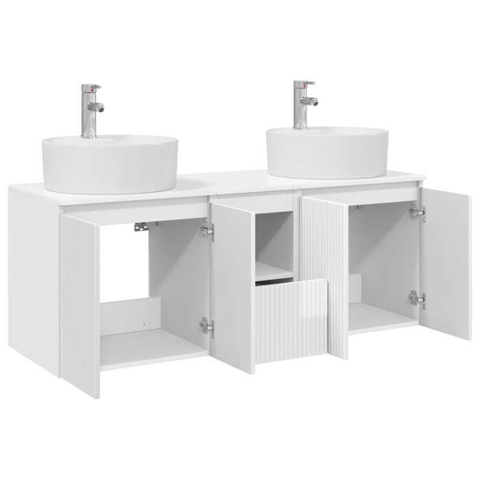 Maison Exclusive - Ensemble d'armoire de salle de bain 3 pc Blanc brillant