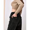 Women Autumn Winter High Waist Corduroy Straight Pants, Draped Slim‑Fit Casual Long Trousers Multi‑Color Wide Leg Bottoms For Daily Street Outfit