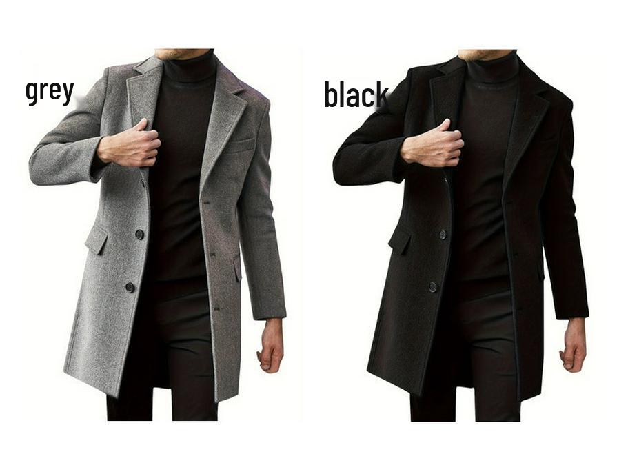 European Men's Mid-Length Wool Coat: Upgraded British Style for Autumn/Winter
