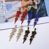 Luxury Flower Rhinestones Long Tassel Dangle Earrings Women Temperament Vintage Earring Fashion Jewelry Accessories Dinner Party