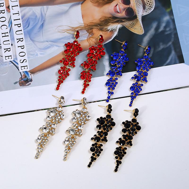 Luxury Flower Rhinestones Long Tassel Dangle Earrings Women Temperament Vintage Earring Fashion Jewelry Accessories Dinner Party
