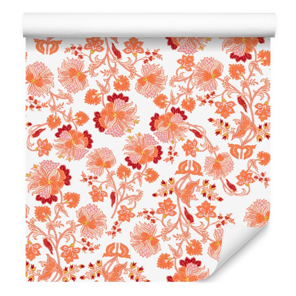 Peach and Coral Flowers Wallpaper for Living Room and Bedroom 50x1000