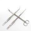 Stainless Steel Aquarium Trimming Scissors Set: Curved Shears, Curved Clips, Straight Clips – 3 Pieces.