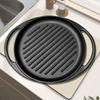 10 Inch Cast Iron Grill Pan Round Frying Pan Non-Stick Skillet Pan with Dual Handles for Open Fire and Gas Stoves