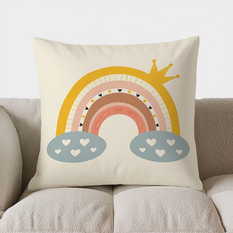 

Home Decor Colorful Rainbow & Hearts Pattern Pillow Cover Pattern Cushion Cover Suitable For Sofa Bedroom Car Pillow Cover 40x40cm