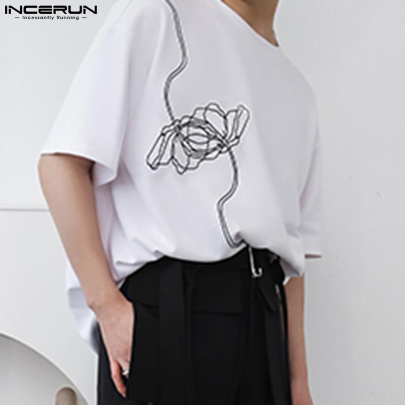 

INCERUN Летние мужские топы с короткими рукавами и принтом, футболки