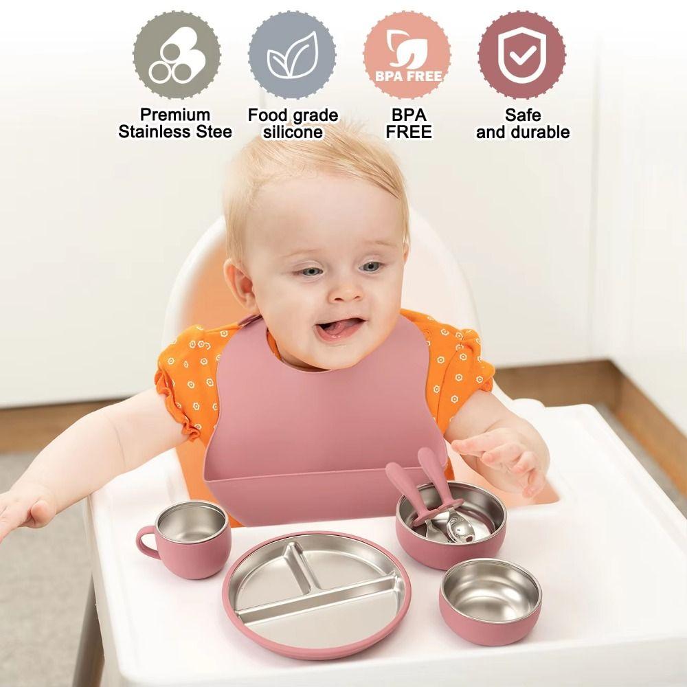 Shockproof Children's Tableware Set Divided Suction Cup Plates Baby Feeding Set  Meal Training