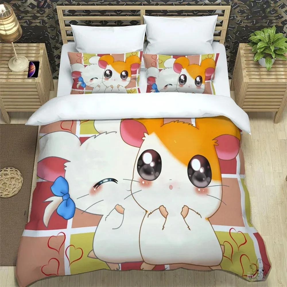 3D-Druck Cartoon Niedlich Hamtaro Bettwäsche-Set Bettbezug Kissen-Set Geburtstagsgeschenk Jungen Bettbezug Bettwäsche Heimtextilien