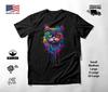 Cat Portrait Neon Graphic T-Shirt Black Unisex S-2XL