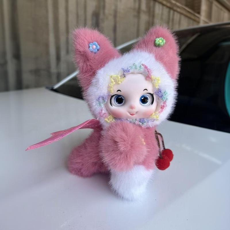 Winged Cat Plush Pillow Cherry Decor Soft Fluffy Cute Stuffed Animal for Girls Camping Companion Gift