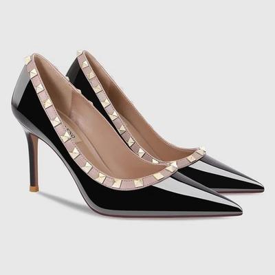 Ladies Shoes 2025 New Shallow Slip On Women's High Heels Pointed Toe Rivet Thin Heels Outdoor Fashion Female Party Dress Pumps