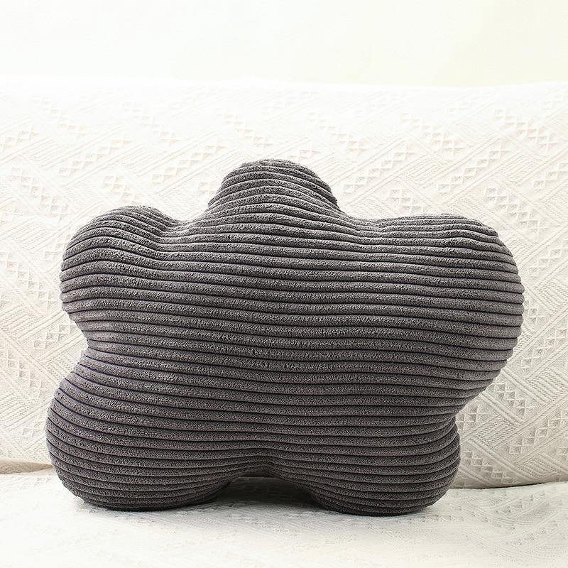 Kissen im nordischen Stil mit Streifenmuster, runder Wolkenform und U-Form, mit Bezug aus Plüschsamt für Wohnzimmer-Sofa-Dekor