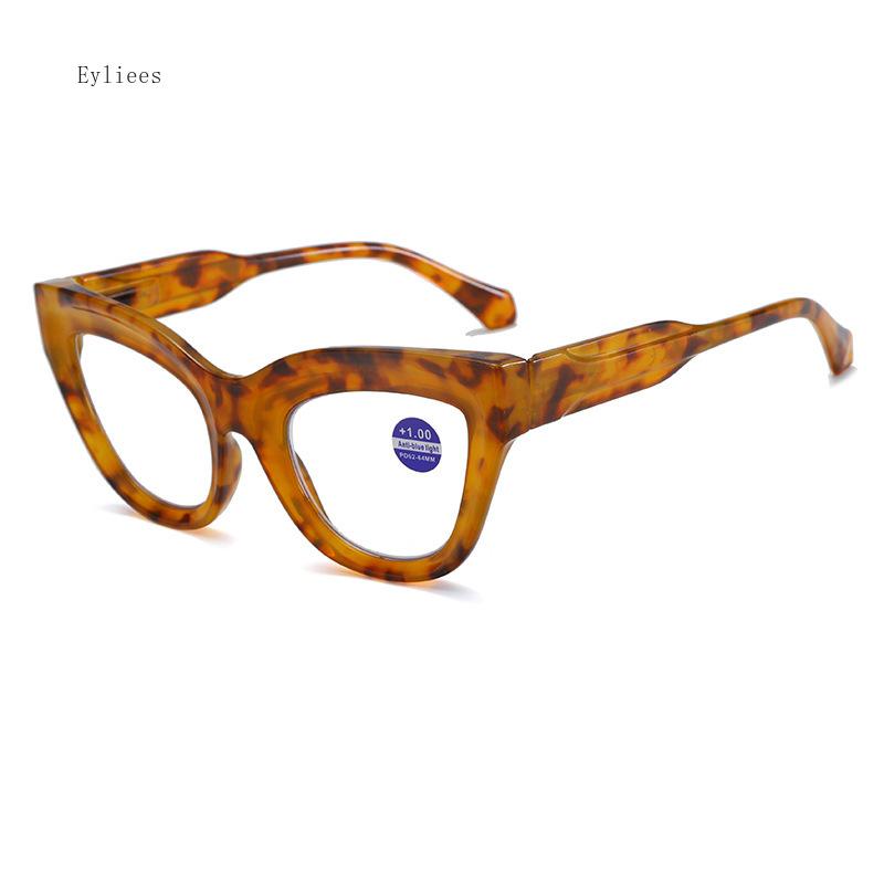 Damen Große Katzenaugen Lesebrille Trendige Modische Übergroße Weitsichtbrille Männer Frauen Blaulichtfilter Plus Dioptrien Brille