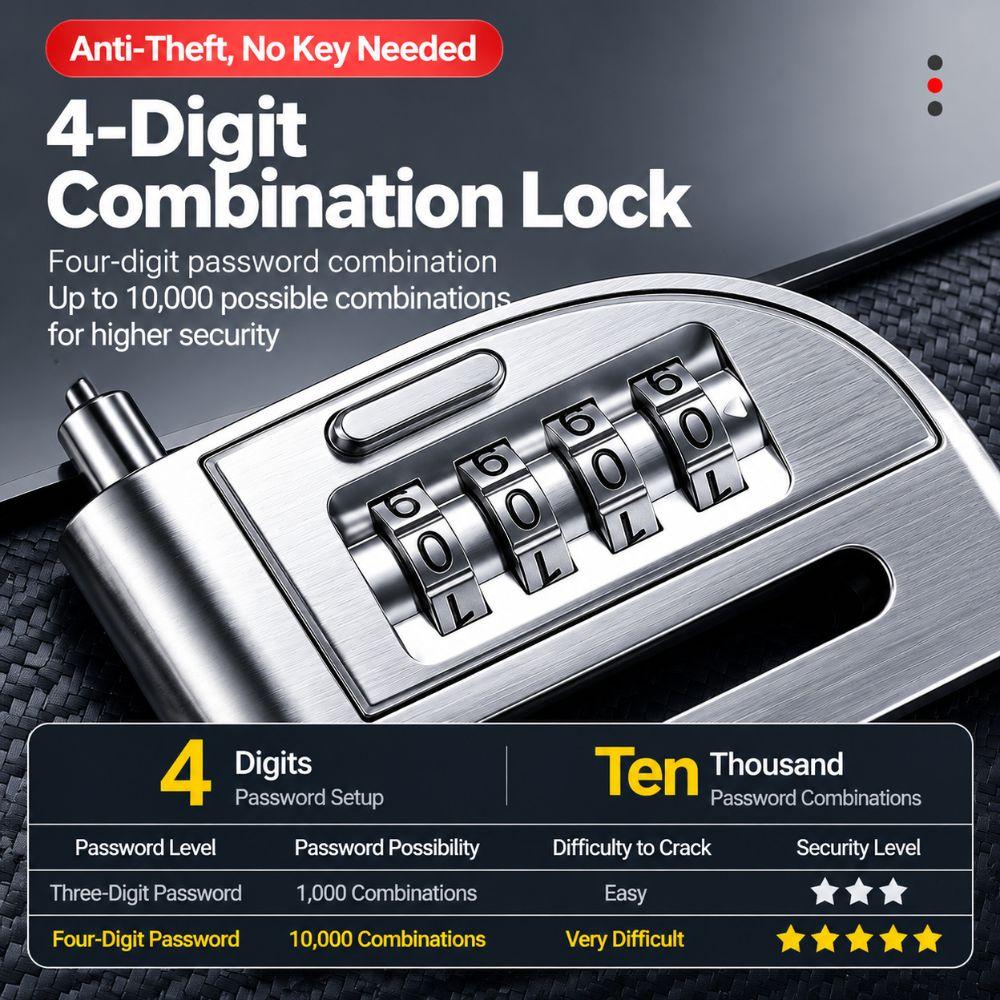 Alloy Steel Combination Lock One-Press Open Bike Lock New Anti-Theft Lock for Motorcycle