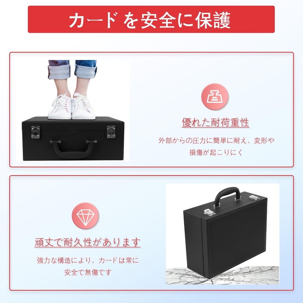 HIMOMO Storage Box for Trading Attache PU 10 Holds Black and Perfect for New Christmas Presents Cards, 4-Column Case, Leather, Compartments, Handheld,