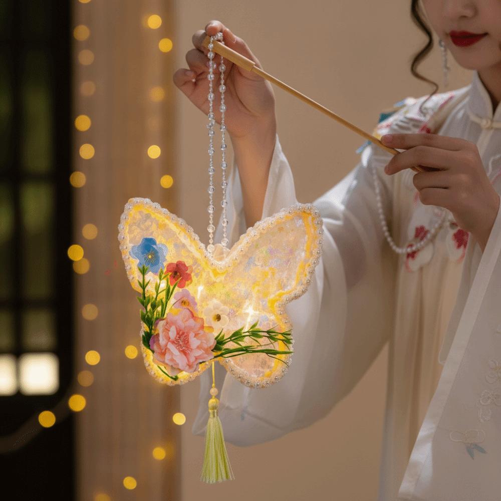 Handmade Butterfly Lantern Luminous Twisted Stick Rabbit Lantern Organza Sheer Easy-to-Make Chenille Stems Craft Holiday Party