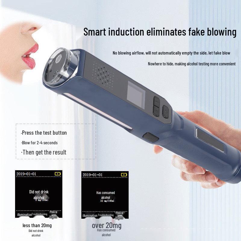 Electrochemical Breathalyzer & Alcohol Tester with Light & Window Breaker