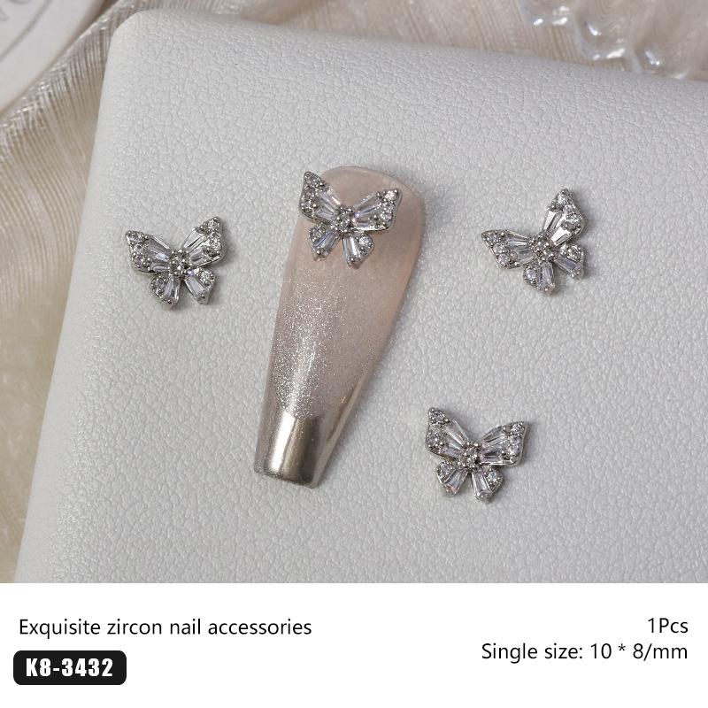 

1 шт. Ювелирное изделие из циркона для ногтей, Роскошное, Полностью бриллиантовое, Золотое, Серебряное, 3D, Бабочка, Бант, Металлические украшения для маникюра as the picture