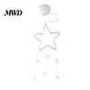New Year Festive Atmosphere Light LED Christmas Window Star Decoration, Battery Operated Hanging Warm Non Punching Wall Ornament Lighted Shaped