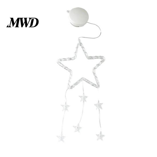 New Year Festive Atmosphere Light LED Christmas Window Star Decoration, Battery Operated Hanging Warm Non Punching Wall Ornament Lighted Shaped