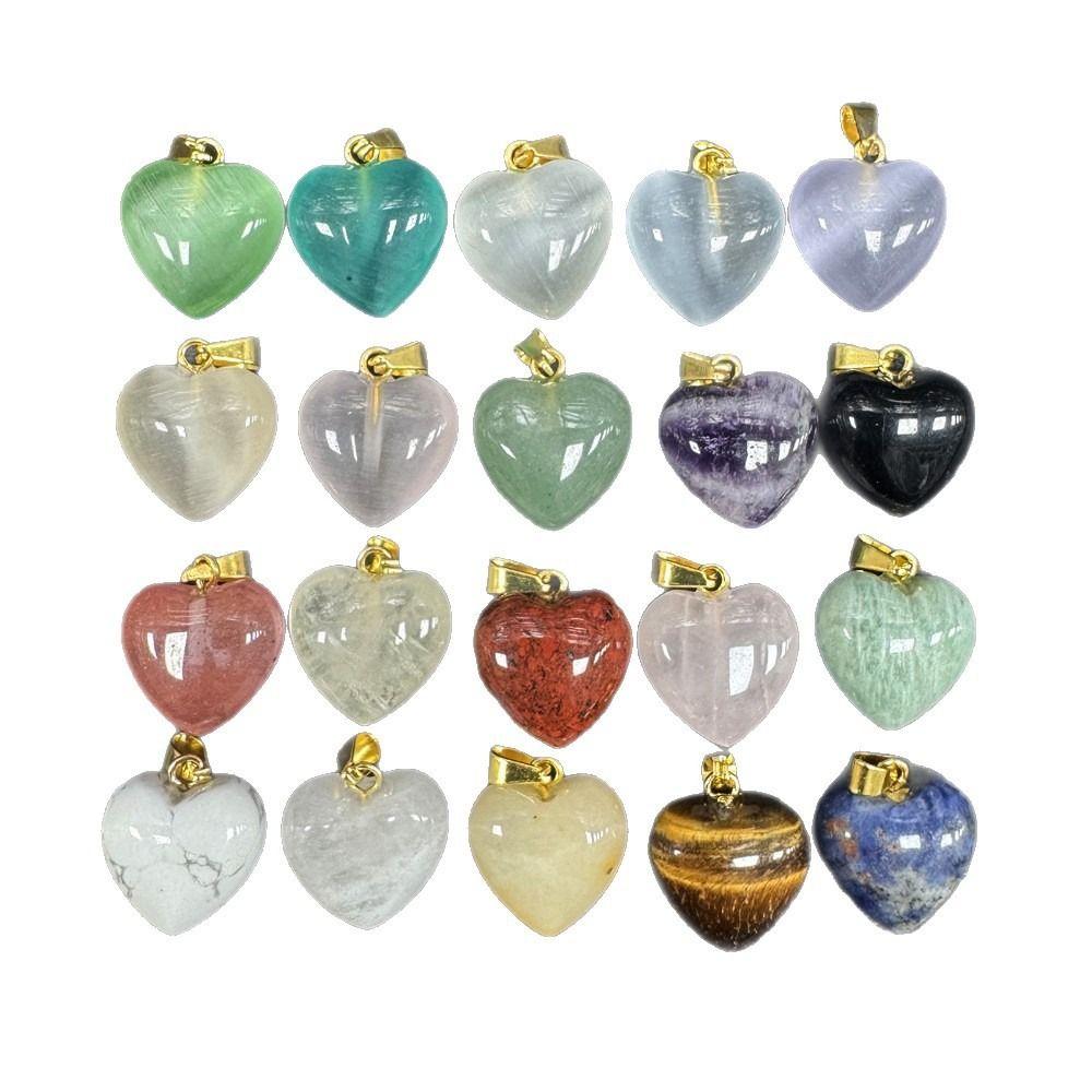 5PCS 15mm Size Stone Pendants Amethyst Material Small Pendant Amethyst Rose Quartz Necklace Design