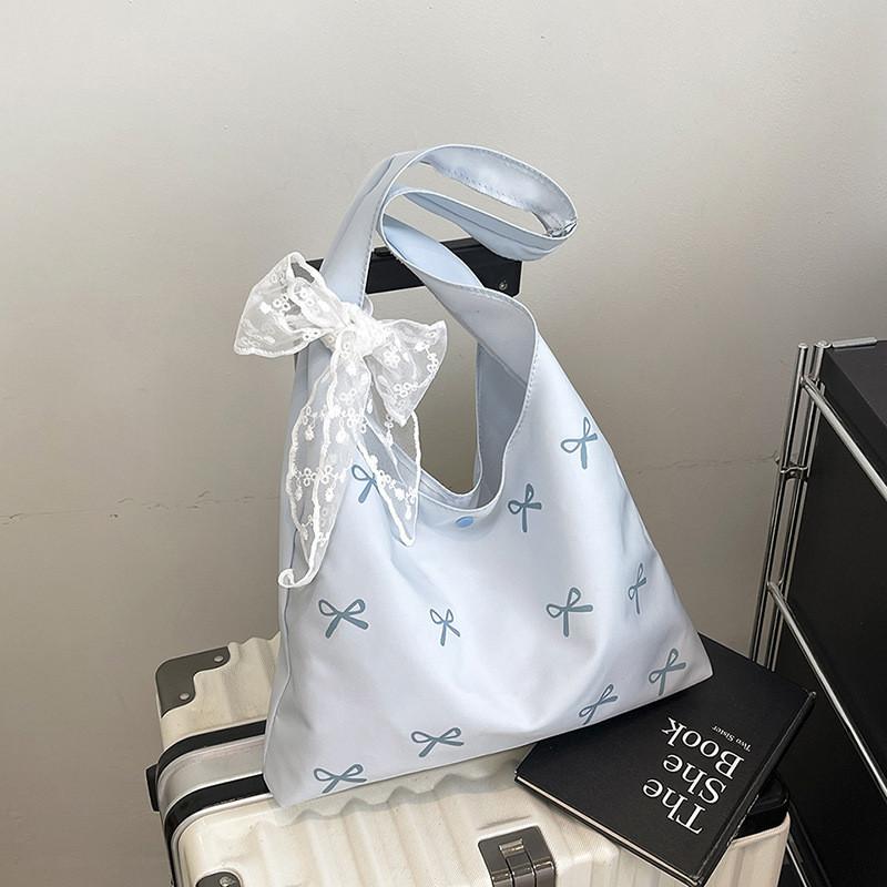 Canvas Tote Bag With Butterfly Knot Print For Daily School And Commuting Use