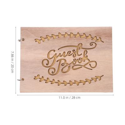 Rustic Wooden Wedding Guest Book Beige 20 Pages Elegant Keepsake for Wedding Reception Engagement Anniversary Special Moments