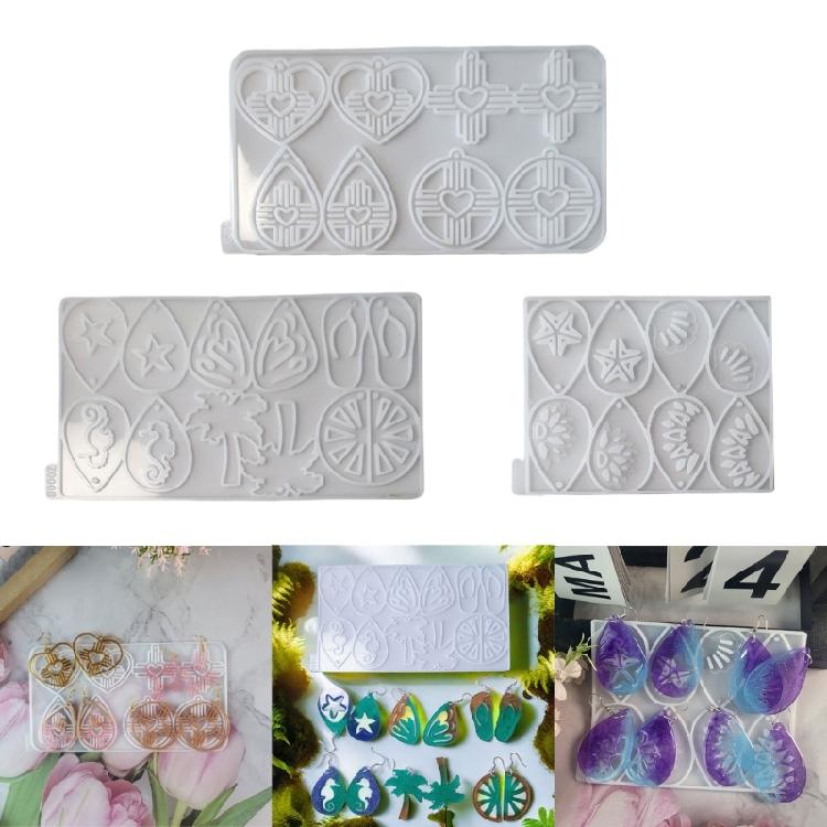 Reusable Silicone Pendant Mold Hollow Earrings Moulds Silicone Pendant Moulds Handmade Jewelry Making Accessories