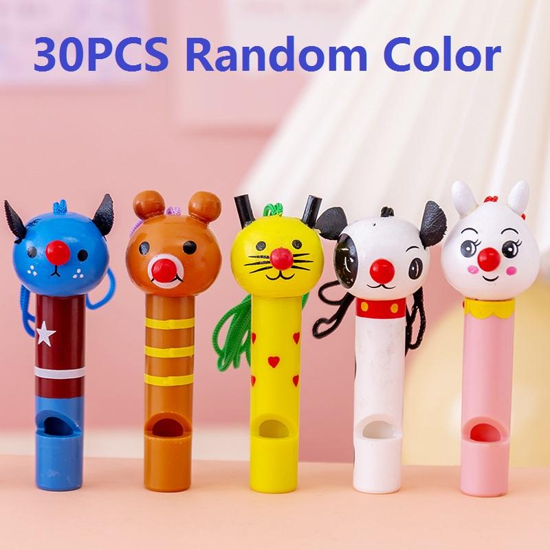 

1-30 шт. милые разноцветные деревянные свистки для детей, сувениры для дня рождения, украшения для детского душа, шумоподавитель, игрушки, сумки для сладостей